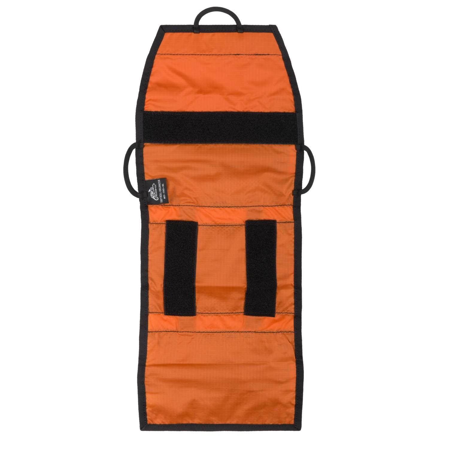 Organizador TRIP ROLL enrollable negro con tres bolsillos de malla y elásticos, 100% nylon