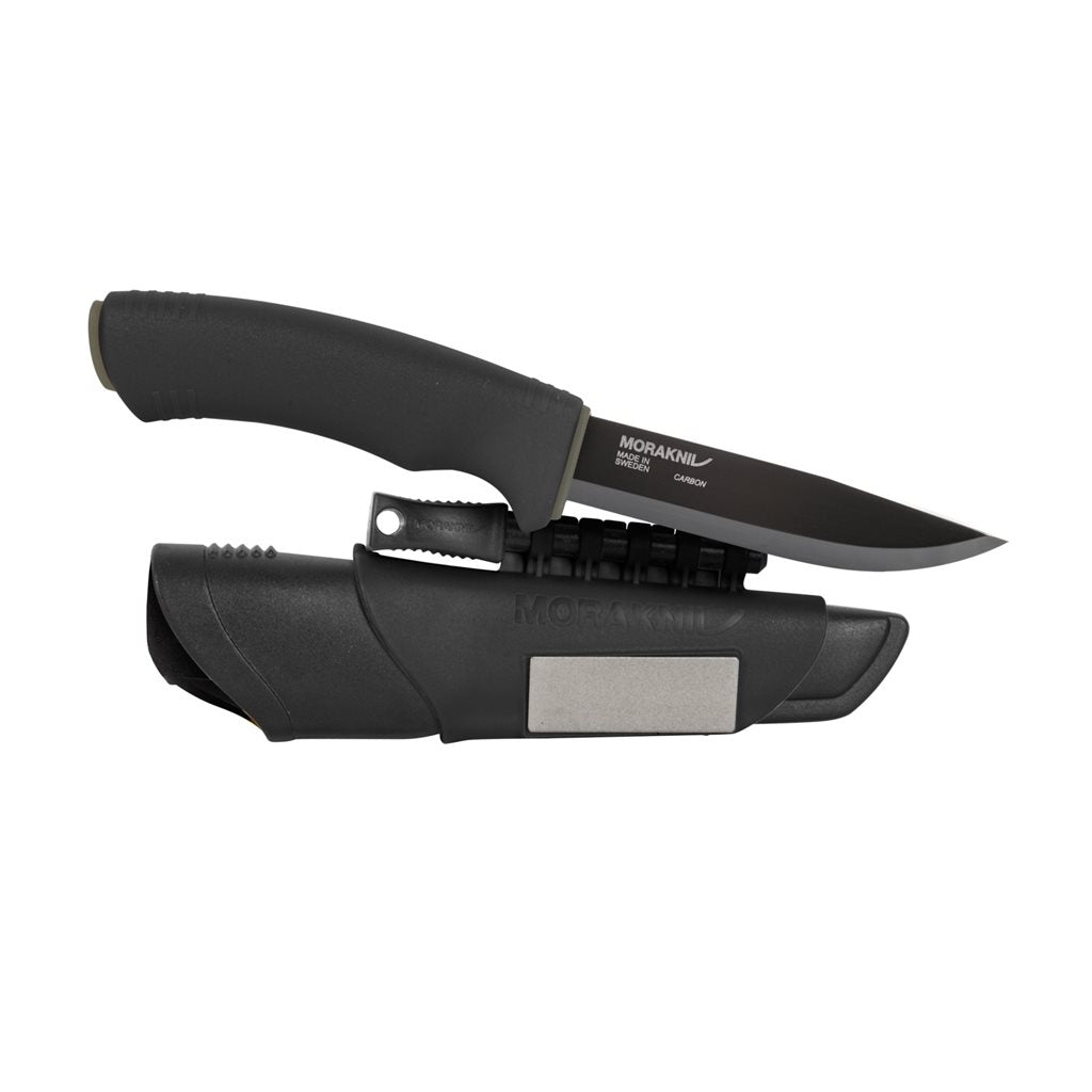 Cuchillo Mora Bushcraft Survival negro, hoja de acero al carbono con recubrimiento negro