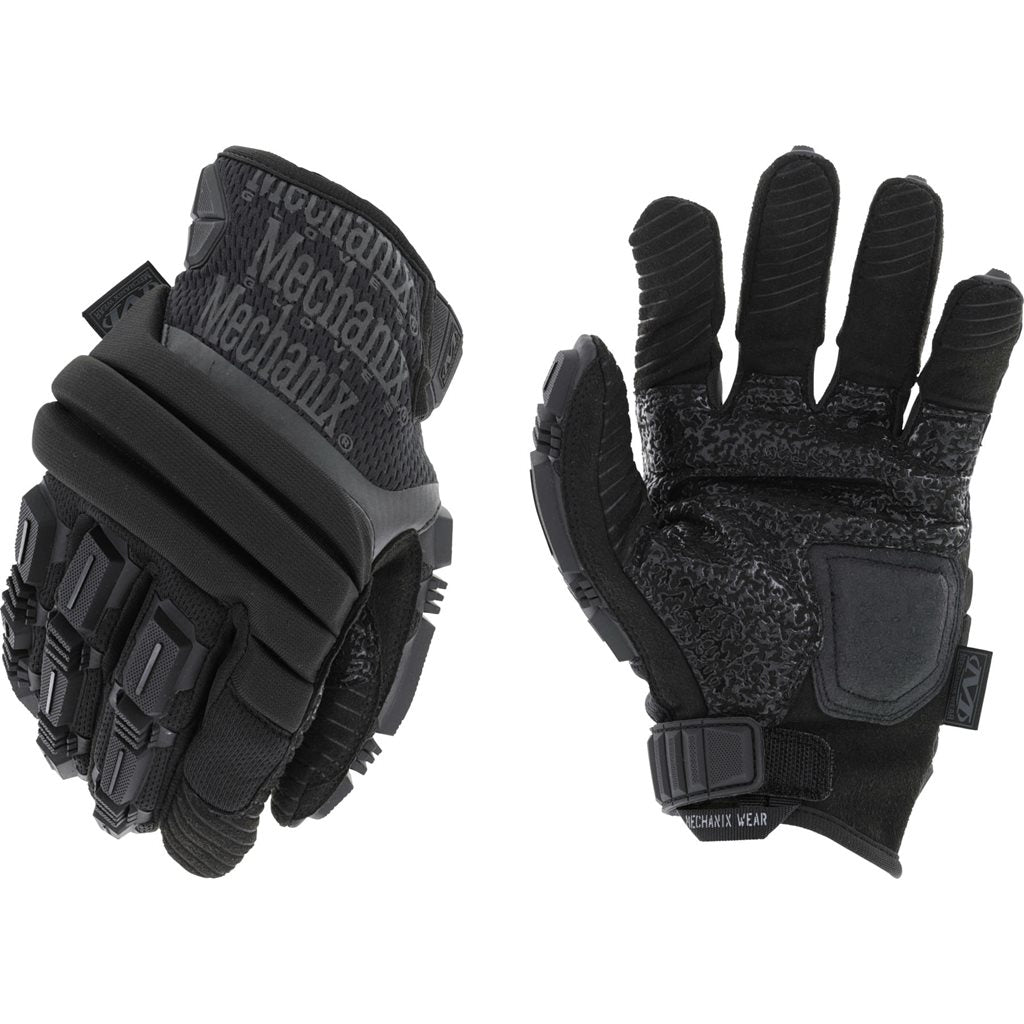 Guantes M-Pact 2 Covert negros, vista con acolchado EVA superior y acolchado de gel en la palma