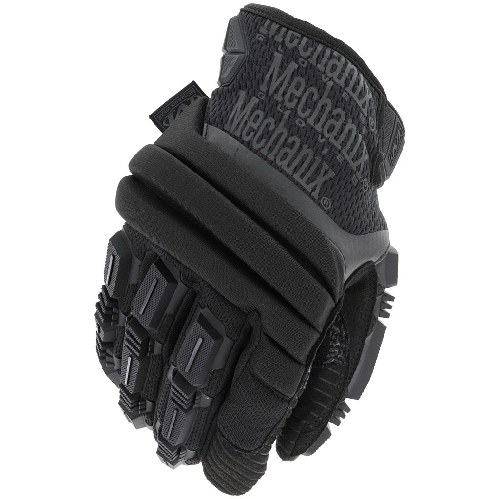 Guantes M-Pact 2 Covert negros, vista con acolchado EVA superior y acolchado de gel en la palma
