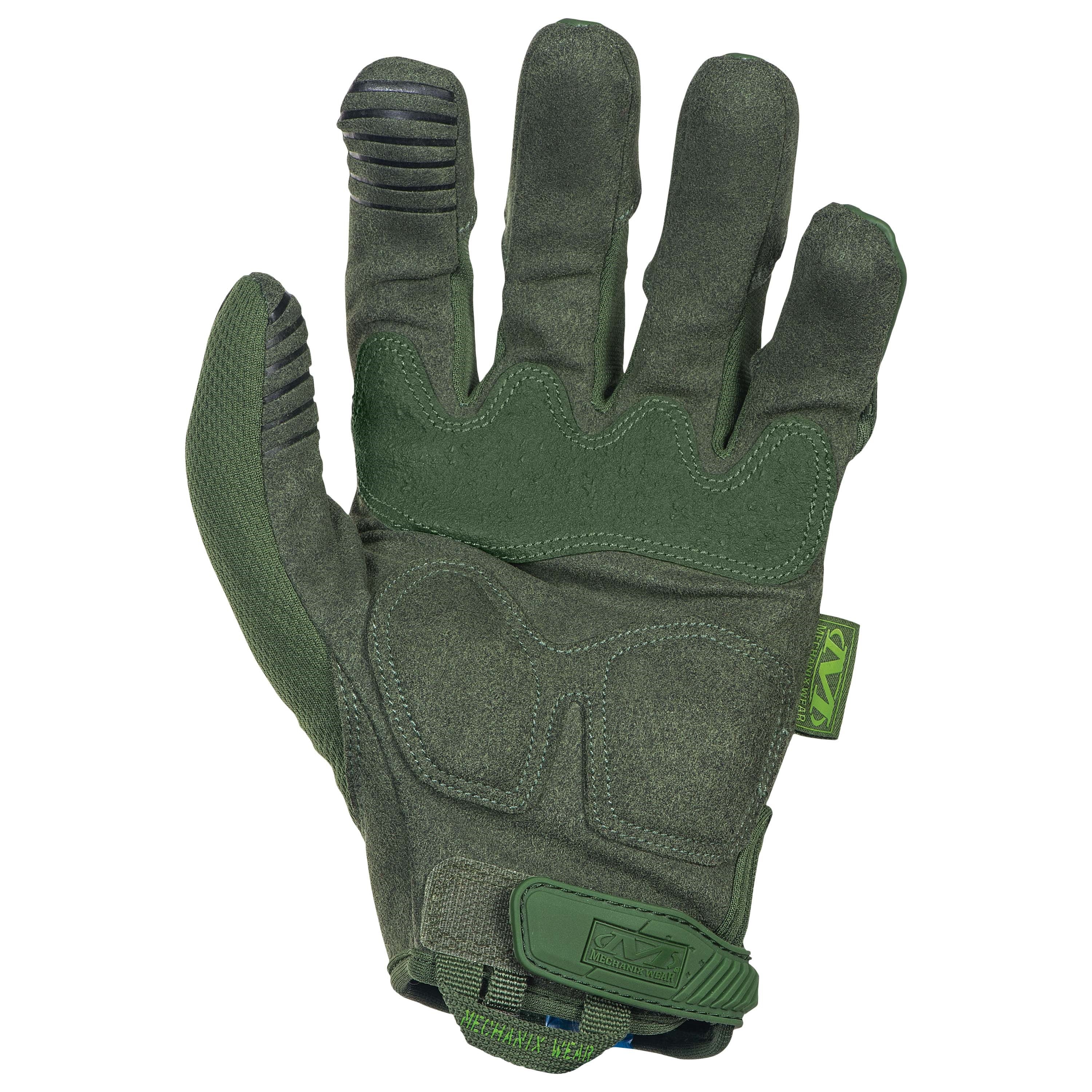 Guantes Mechanix M-Pact verde brillante con protecciones de EVA en el dorso y relleno de gel en la palma