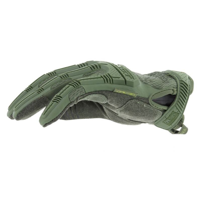 Guantes Mechanix M-Pact verde brillante con protecciones de EVA en el dorso y relleno de gel en la palma