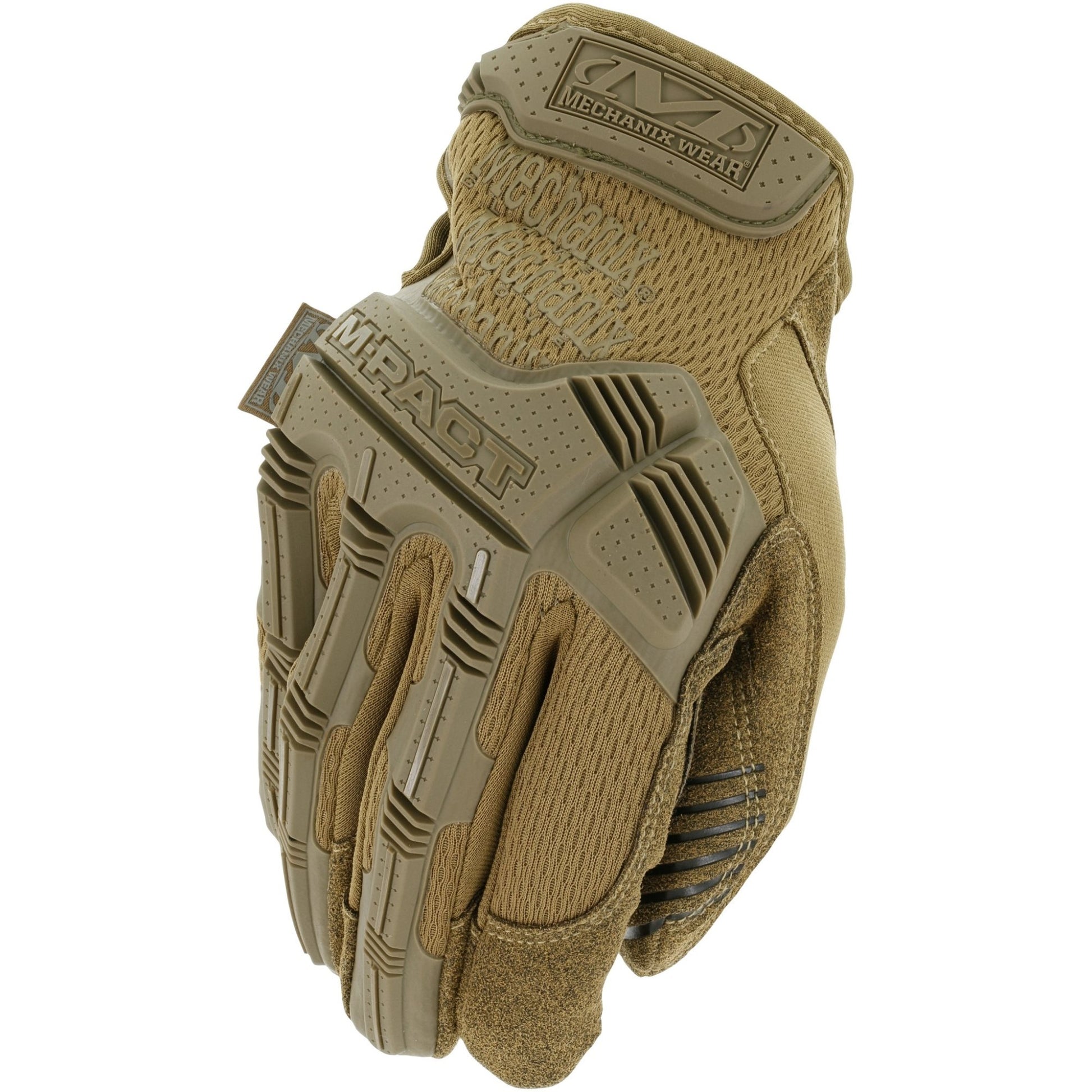 Guantes Mechanix M-Pact Coyote con acolchado EVA en capa superior y acolchado de gel en capa inferior