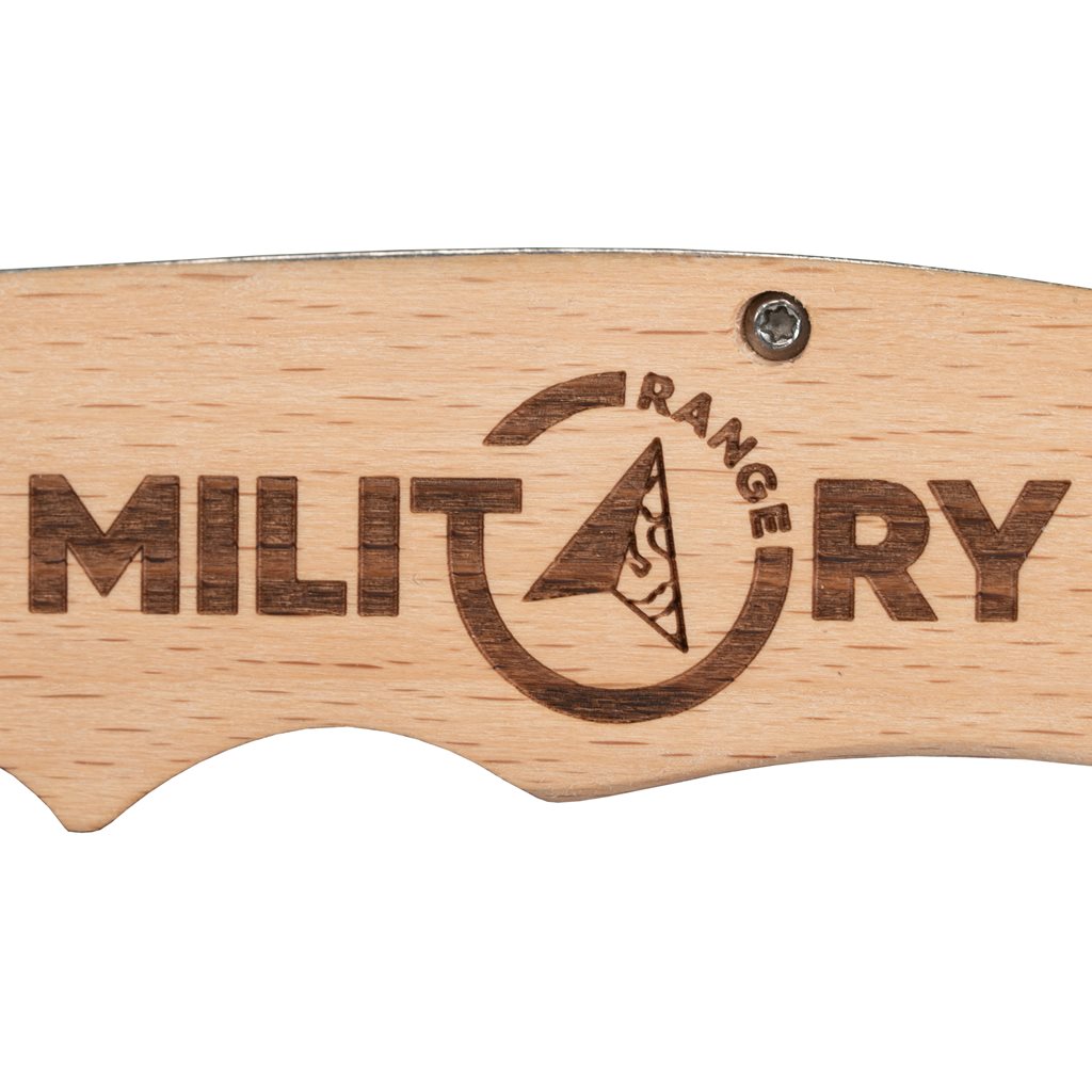 Navaja plegable MILITARY RANGE con mango de madera y hoja lisa 8,8 cm