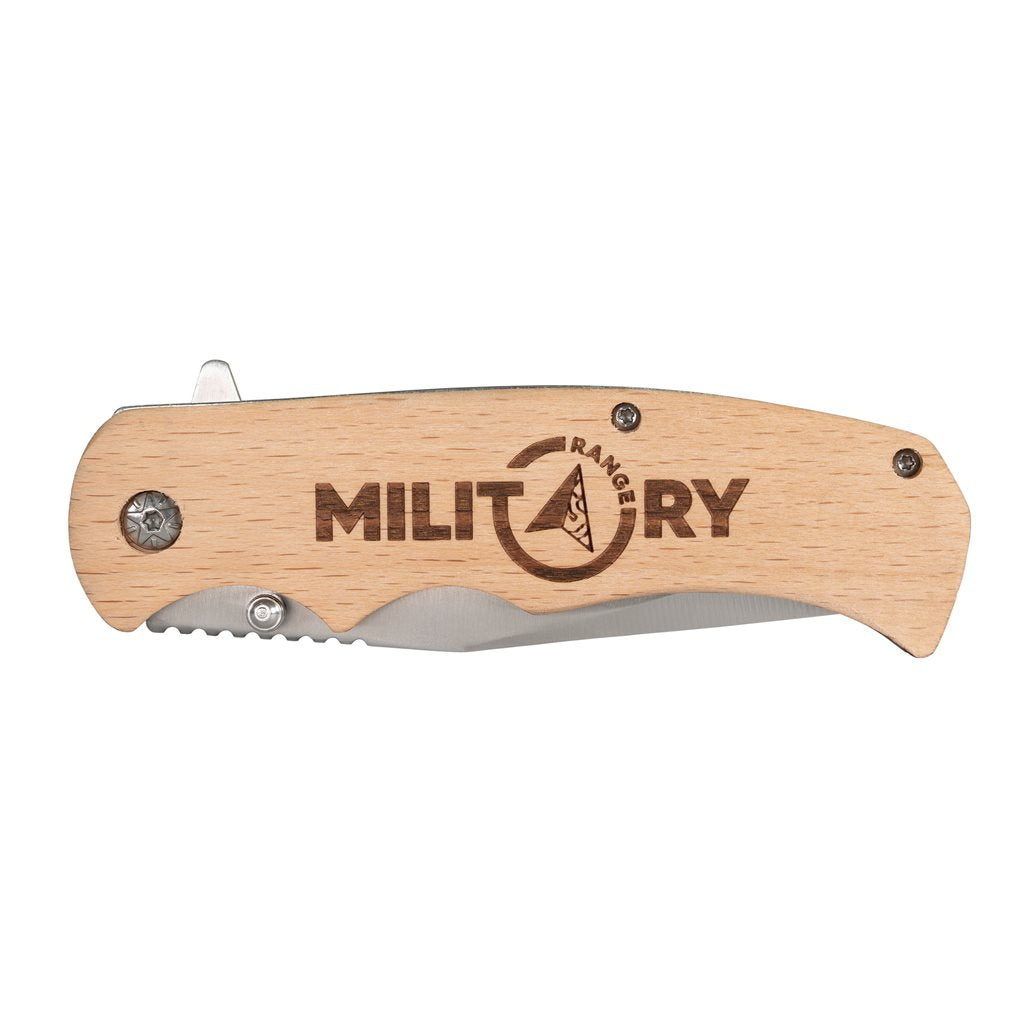 Navaja plegable MILITARY RANGE con mango de madera y hoja lisa 8,8 cm