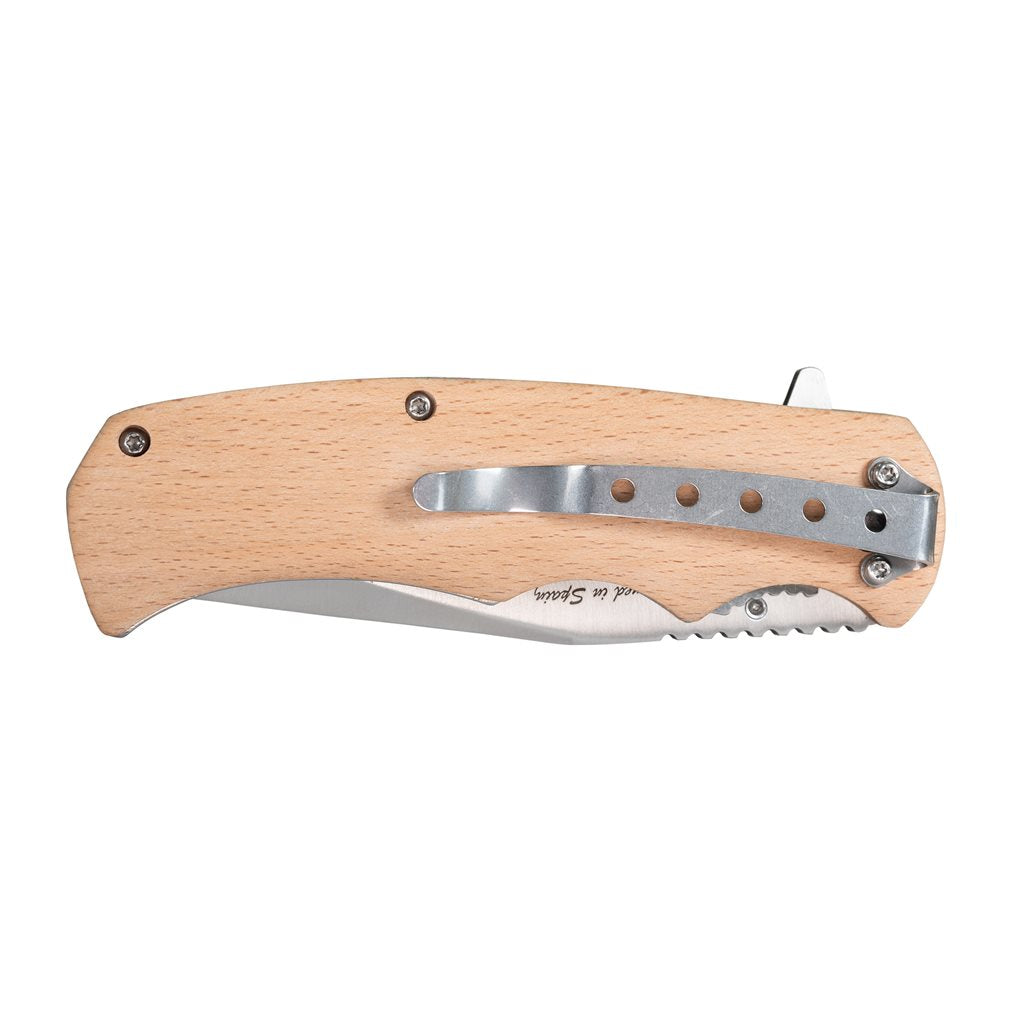 Navaja plegable MILITARY RANGE con mango de madera y hoja lisa 8,8 cm