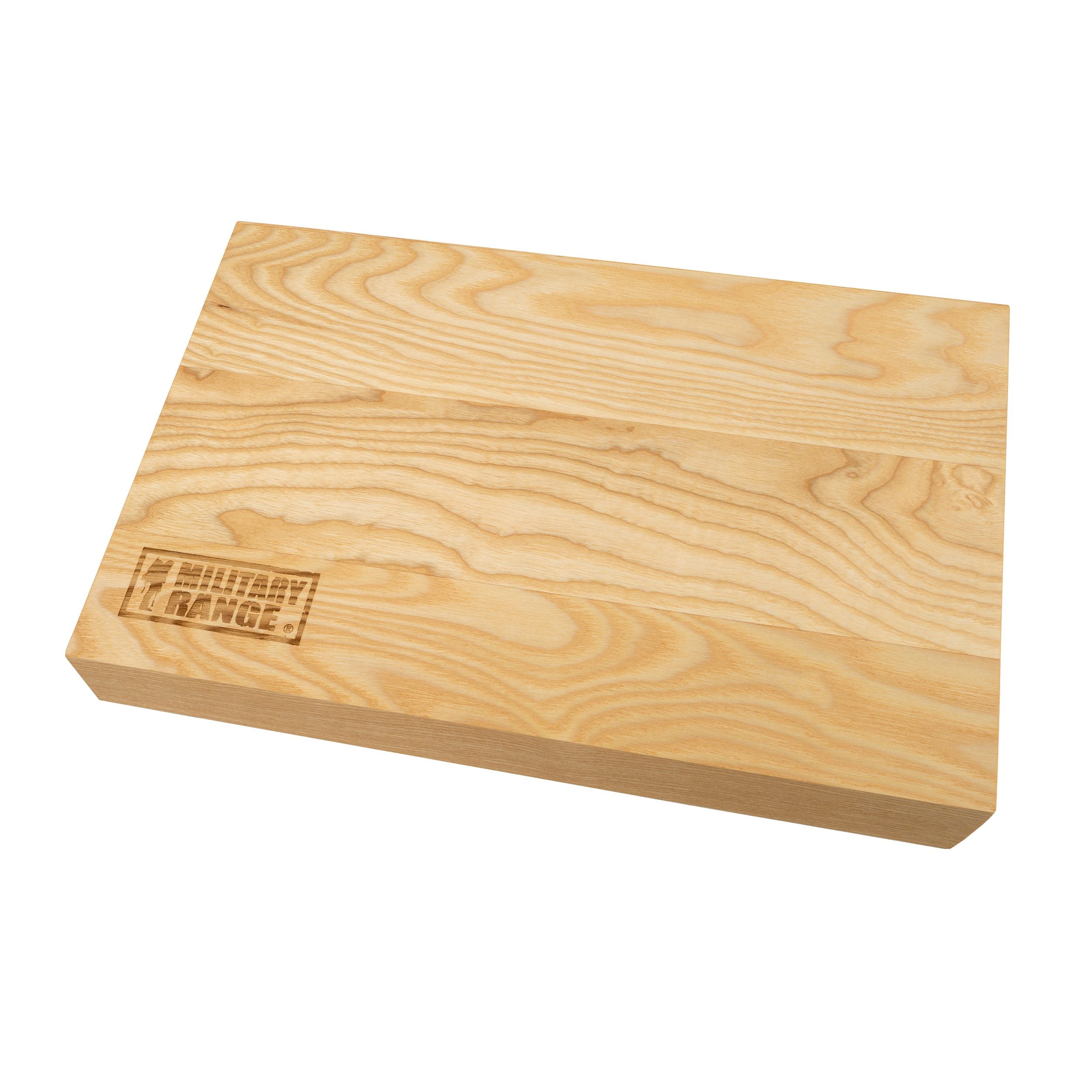 Tabla de cocina maciza de fresno 39x27x2,5 cm con logo Military Range