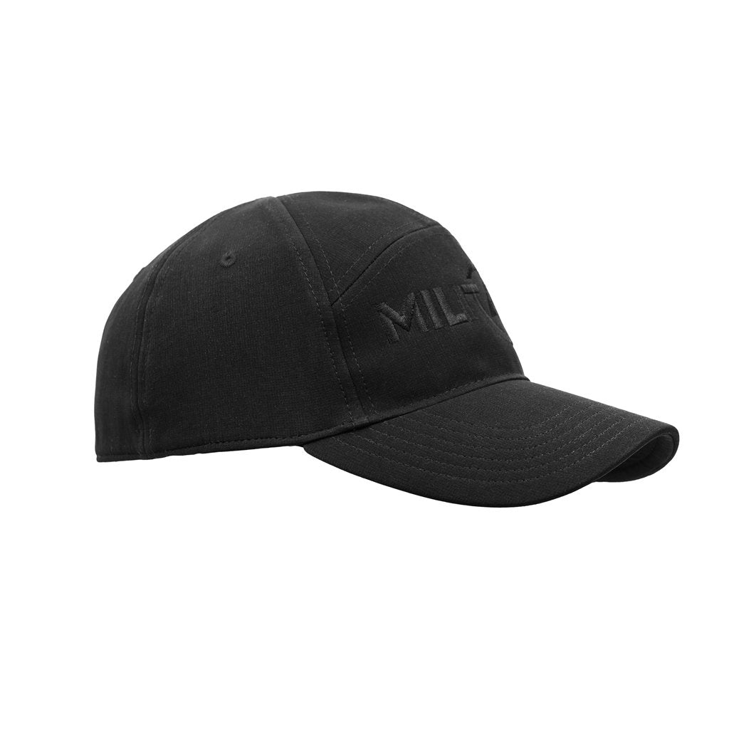 Gorra softshell Military Range negra con visera y logo bordado