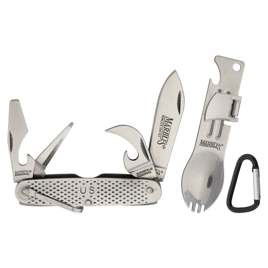 Navaja plegable CAMP COMBO con cubierto combinado y mosquetón, acero inoxidable, hoja 65 mm