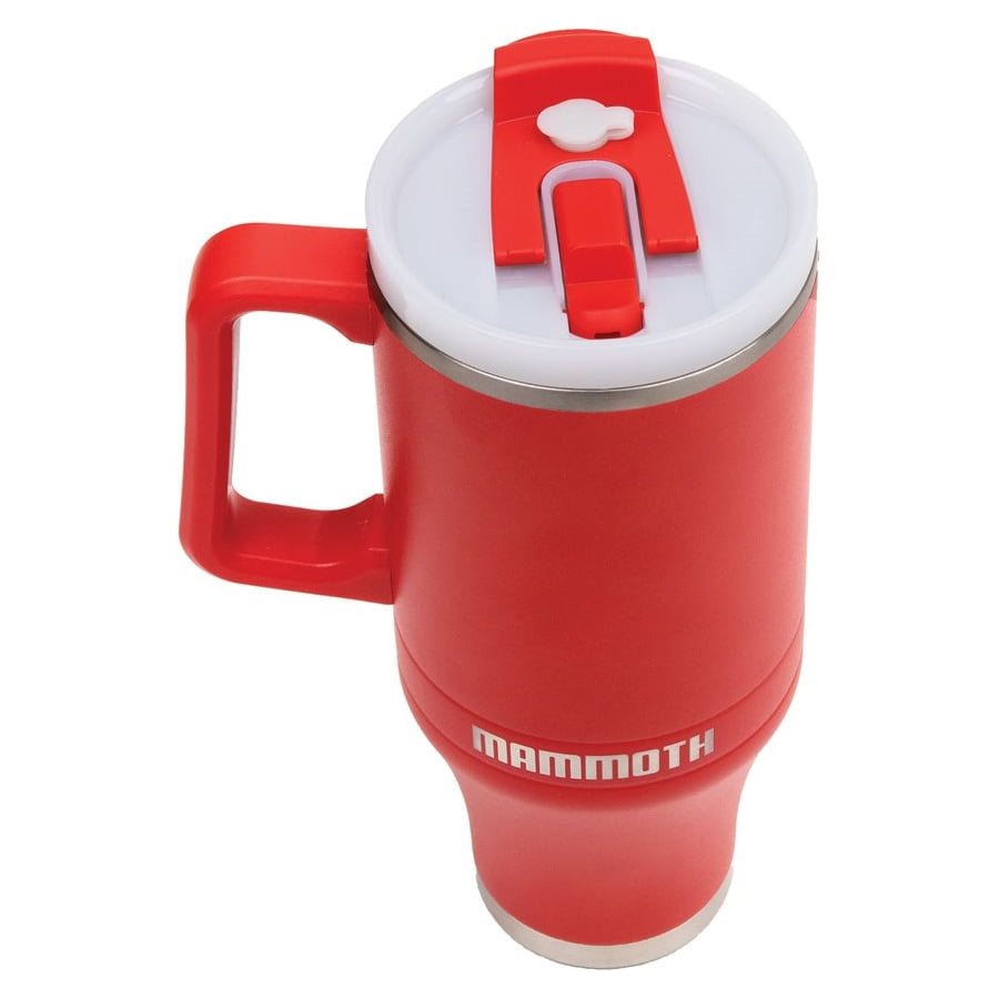 Taza térmica roja 1,2 L con pajita en acero inoxidable 18/8