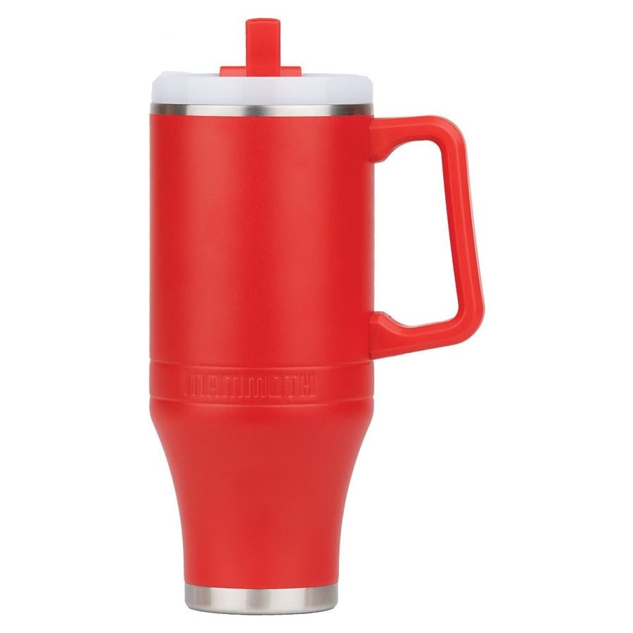Taza térmica roja 1,2 L con pajita en acero inoxidable 18/8