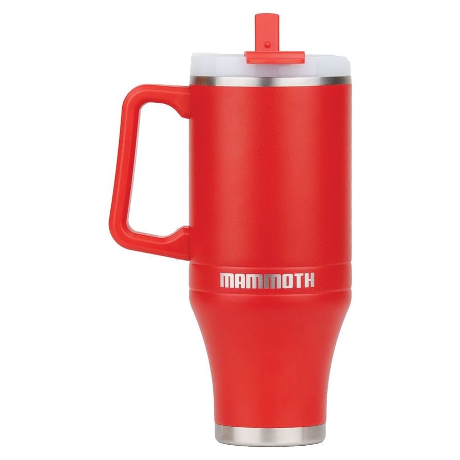 Taza térmica roja 1,2 L con pajita en acero inoxidable 18/8