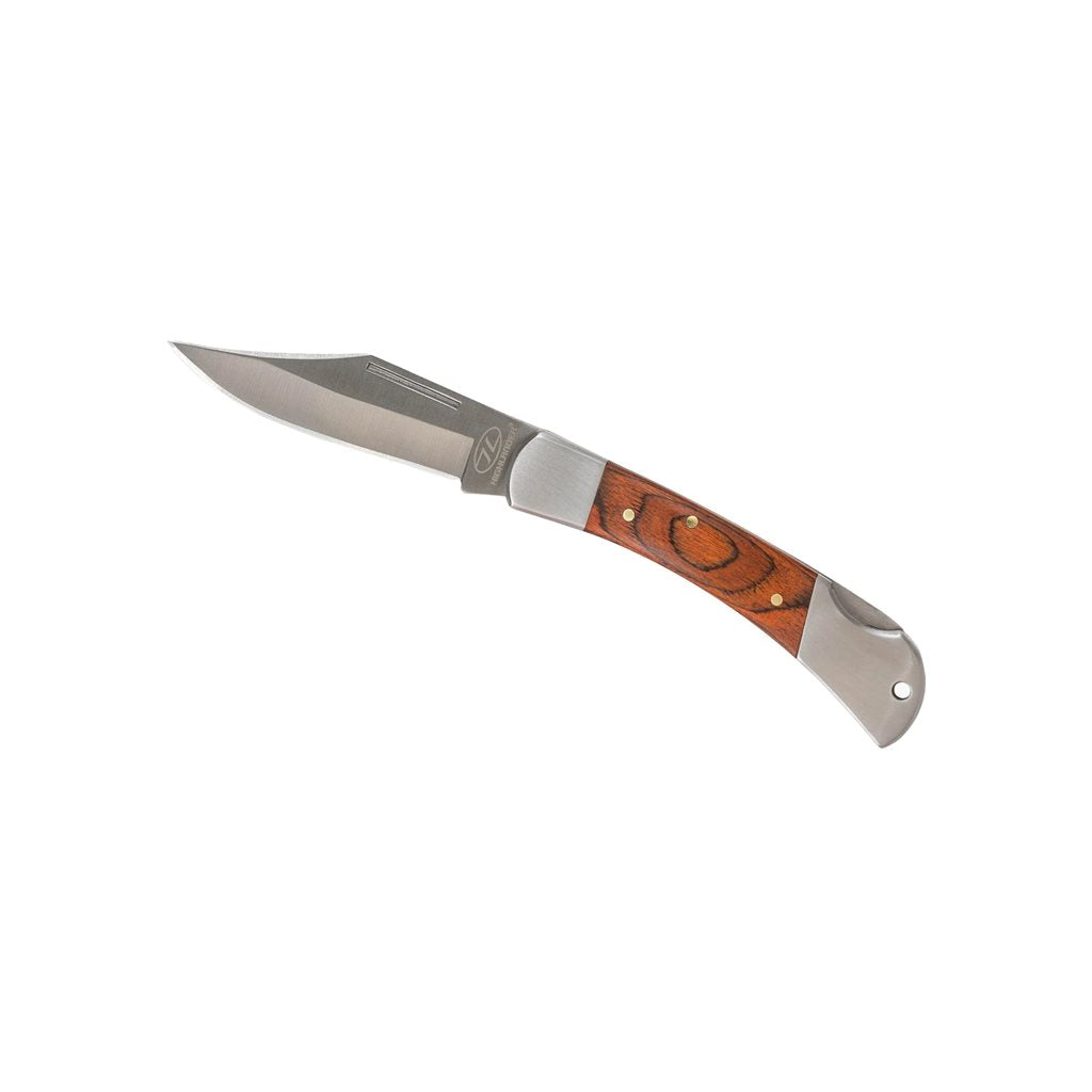 Navaja plegable KINGFISHER con mango de madera y hoja de acero inoxidable, hoja 6,5 cm, longitud total 15,5 cm