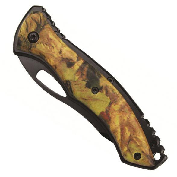 Cuchillo plegable EAGLE con motivo natural en la empuñadura, 19,5 cm, funda incluida