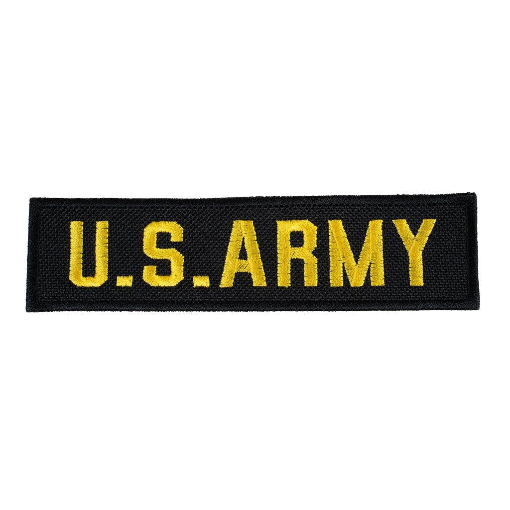 Parche U.S. ARMY negro con hilo amarillo, tamaño aprox. 14,5 x 3 cm