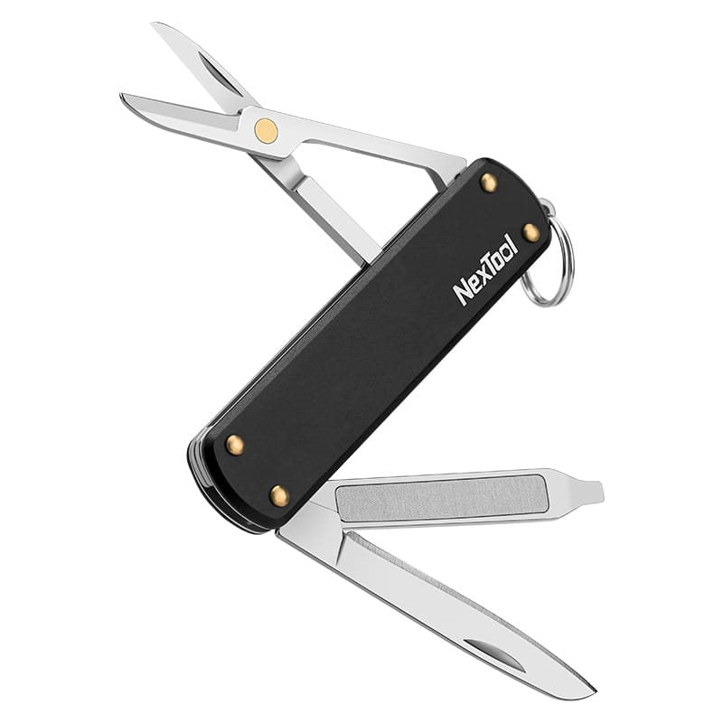Navaja de bolsillo mini multifunción negra, diseño minimalista