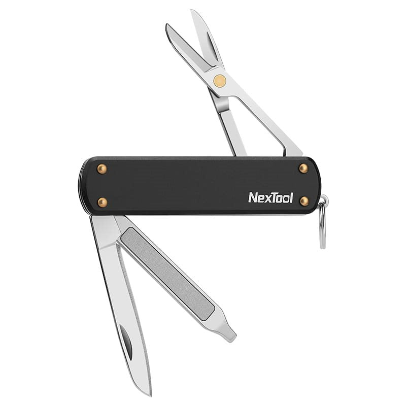 Navaja de bolsillo mini multifunción negra, diseño minimalista
