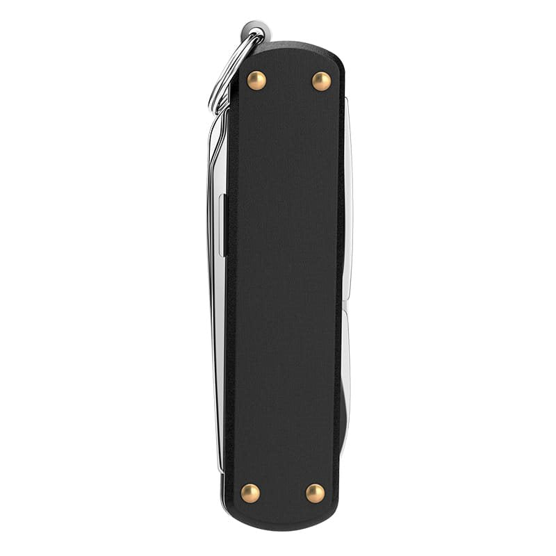 Navaja de bolsillo mini multifunción negra, diseño minimalista