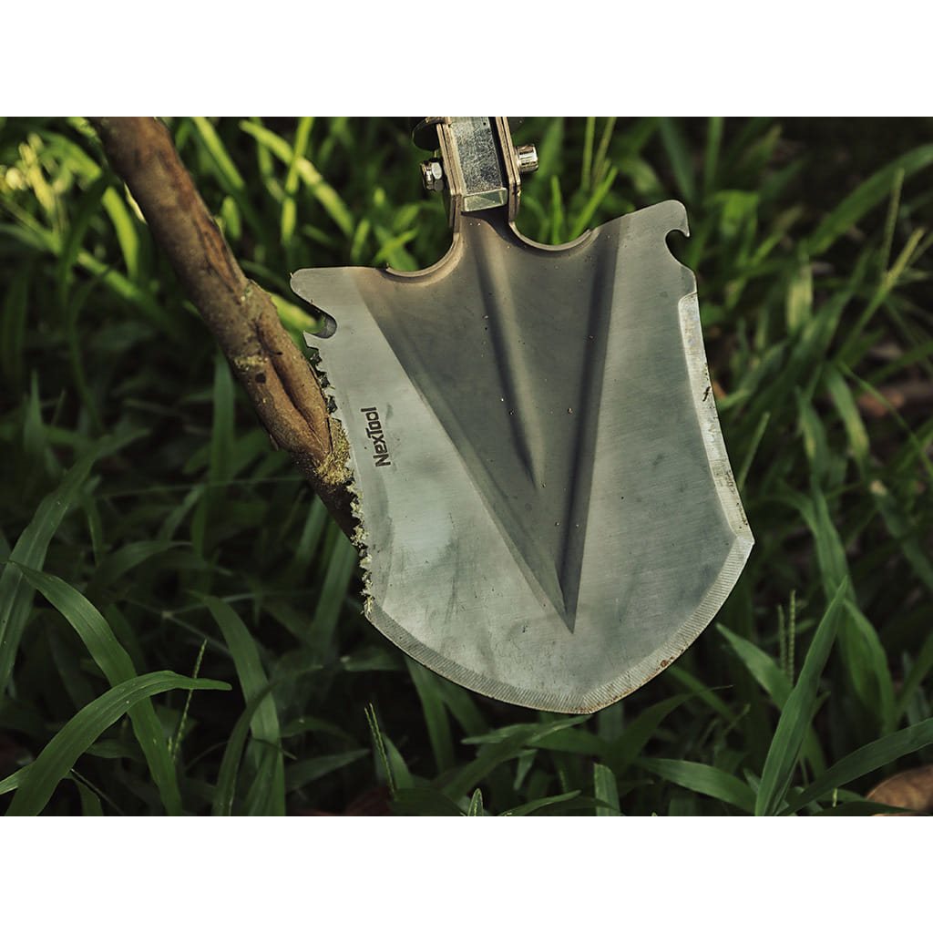 Pala plegable mini NexTool con funda, compacta y resistente para camping y emergencias