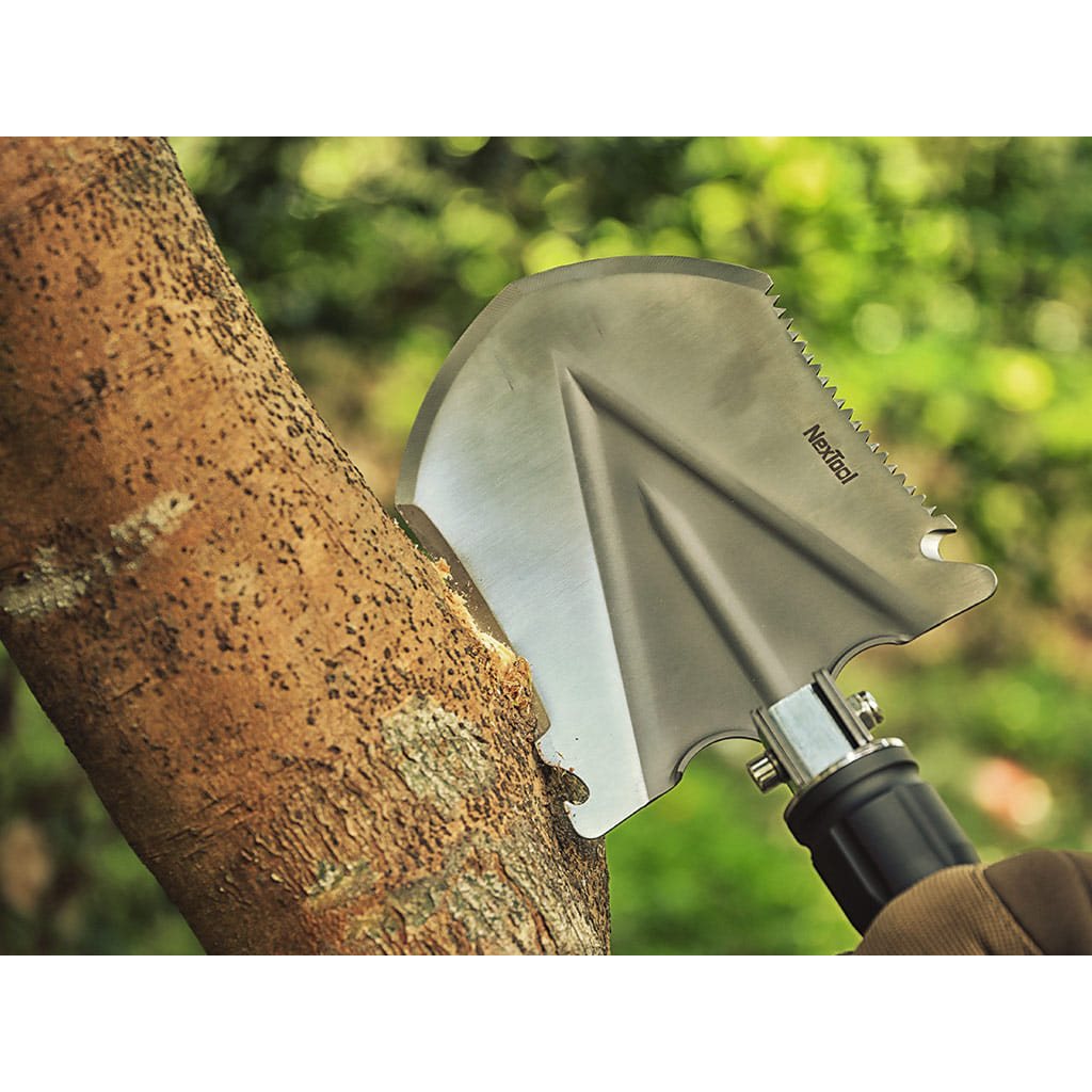 Pala plegable mini NexTool con funda, compacta y resistente para camping y emergencias
