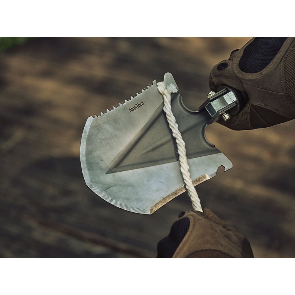 Pala plegable mini NexTool con funda, compacta y resistente para camping y emergencias