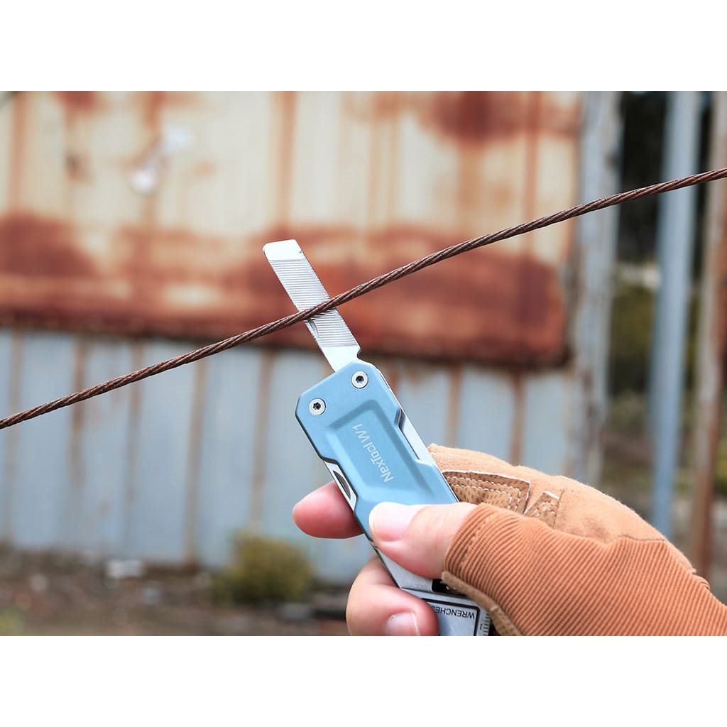Multiherramienta NexTool W1 azul con llave francesa y 6 funciones integradas, cuerpo de acero inoxidable