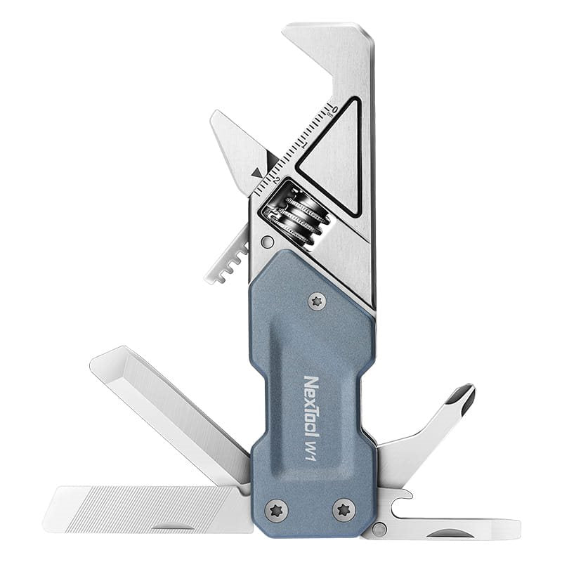 Multiherramienta NexTool W1 azul con llave francesa y 6 funciones integradas, cuerpo de acero inoxidable