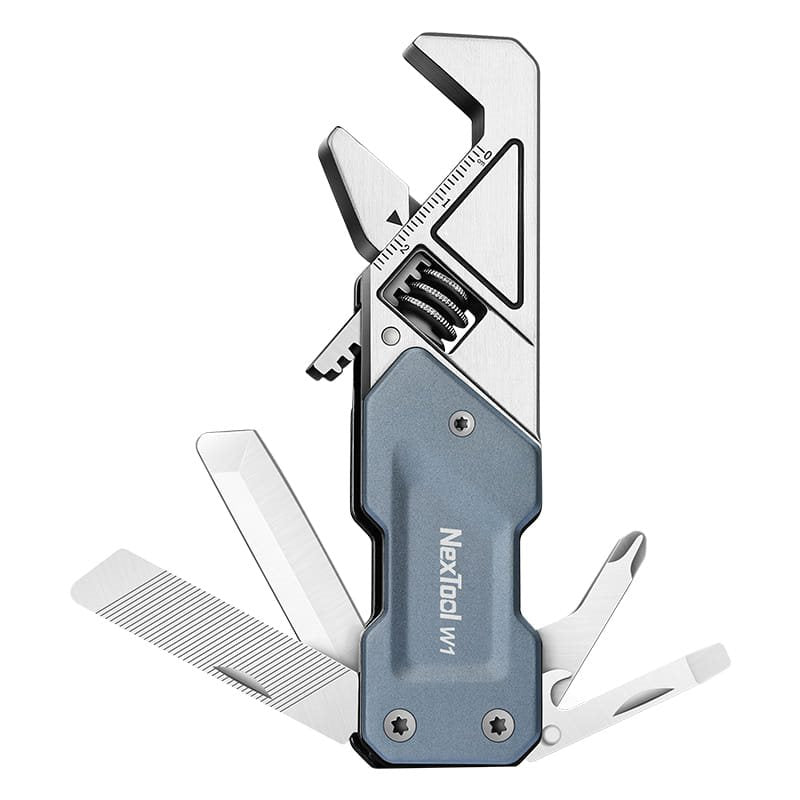 Multiherramienta NexTool W1 azul con llave francesa y 6 funciones integradas, cuerpo de acero inoxidable