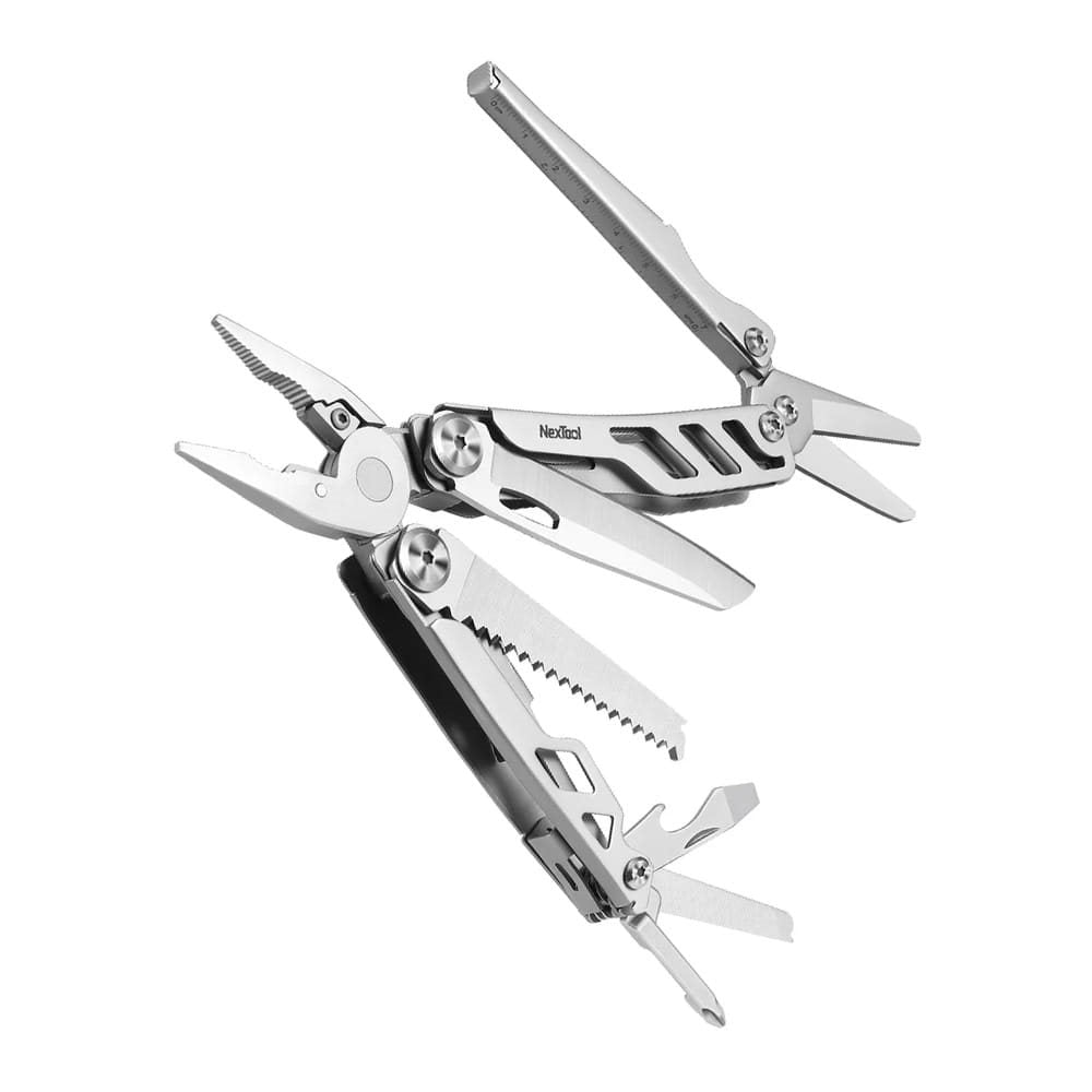 Alicates multifunción FLAGSHIP MAX plateados con cuchillo de acero 8Cr14Mov