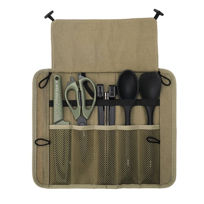 Set de utensilios OUTDOOR de 6 piezas con funda para cocinar al aire libre NE20325