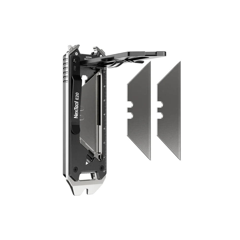 Herramienta multifunción EXPLORER E20 con hoja SK5 y accesorios: destornilladores, abridor, extractor, clip y regla