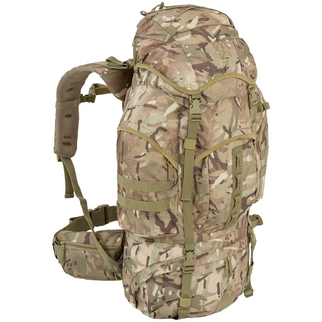 Mochila FORCES 66 en poliéster 1000D XTP con triple recubrimiento PU, resistente al agua
