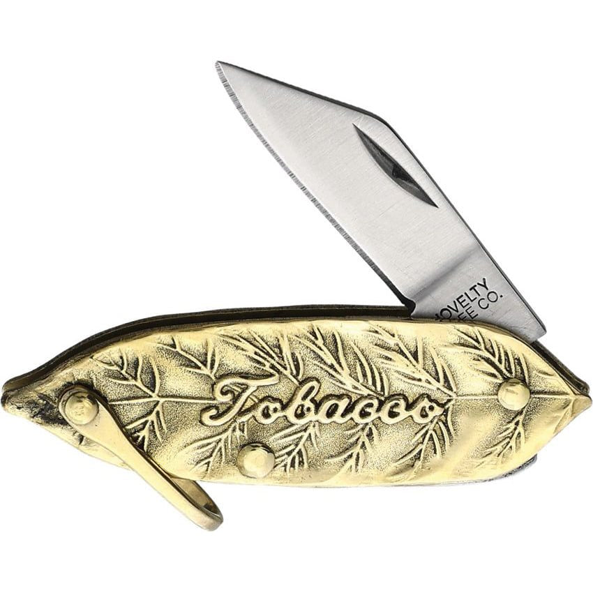 Navaja plegable LEAF pequeña con mango en forma de hoja, anilla y hoja de acero inoxidable