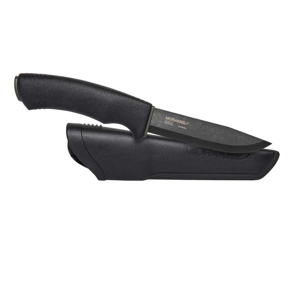 Navaja Morakniv BUSHCRAFT de acero al carbono, acabado negro, canto apto para pedernal