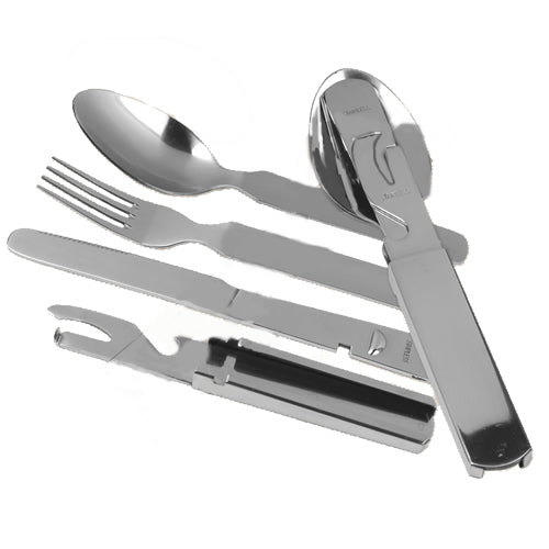 Cubiertos plegables BW tipo KFS de acero inoxidable, conjunto de 4 piezas