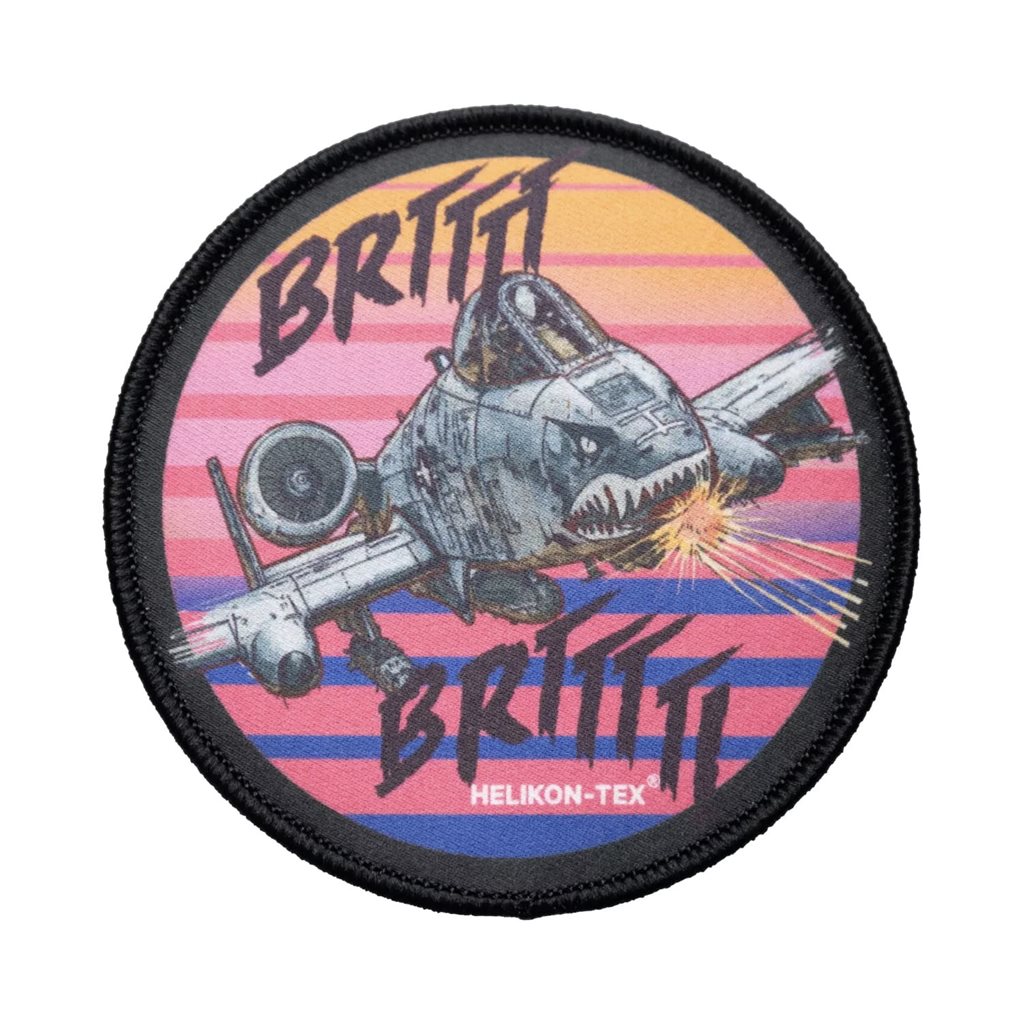 Parche redondo con ilustración del Fairchild Republic A-10 Thunderbolt II (Warthog) con cierre velcro