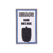 Parche PVC 'RULE#2 BANG! GOES HERE' con velcro, aprox 7,5 x 4,5 mm