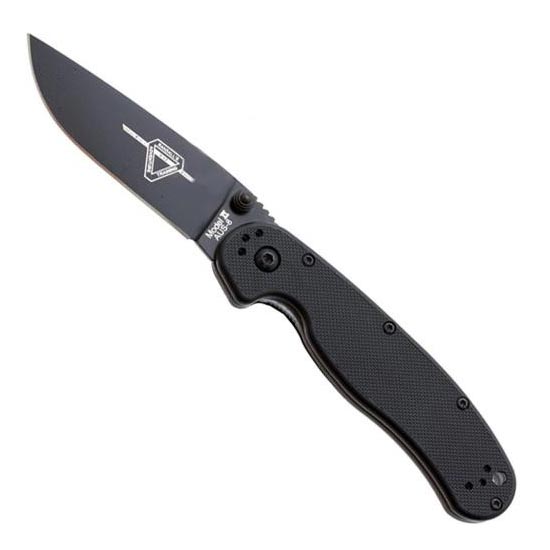 Navaja plegable ONTARIO RAT II negra con clip (EDC)