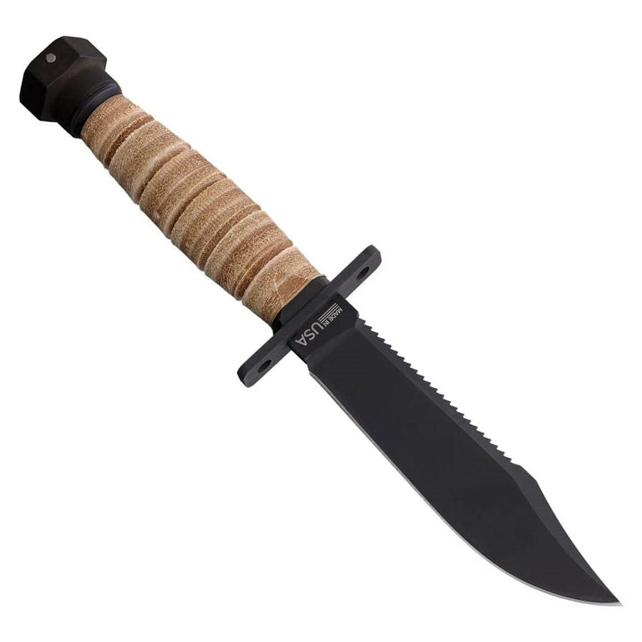 Cuchillo piloto AIR FORCE ONE con hoja parkerizada y funda de cuero
