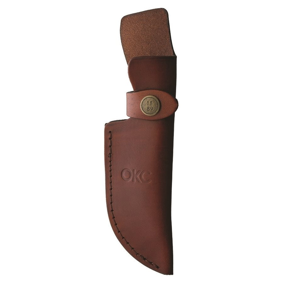 Cuchillo fijo ONTARIO HIKING con hoja lisa y funda de cuero marrón