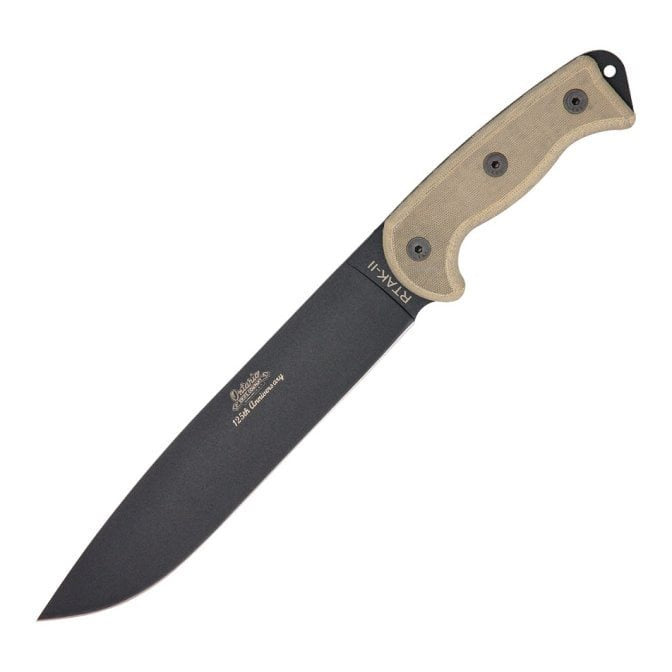 Cuchillo RTAK II edición 125 aniversario con funda, hoja en acero al carbono 5160 y recubrimiento negro