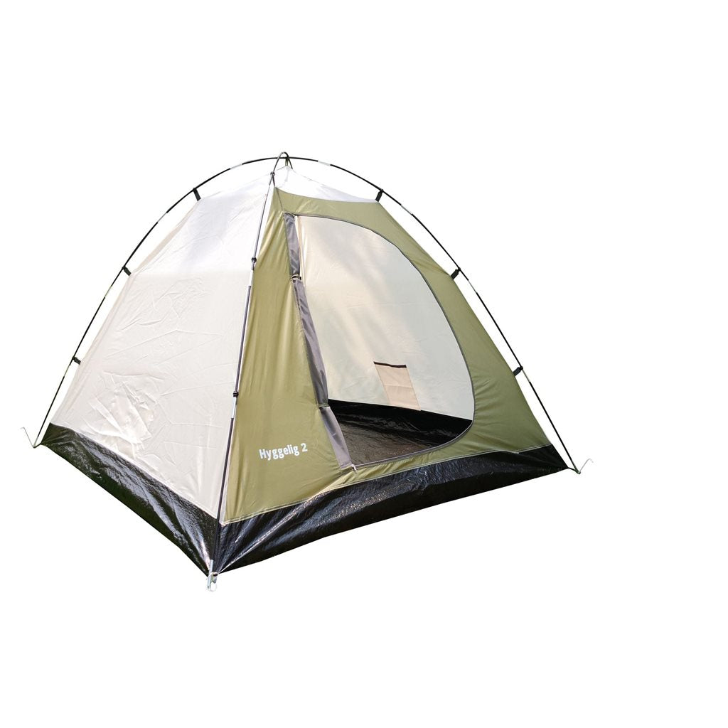 Tienda cúpula Hyggelig verde para 2 personas con suelo impermeable