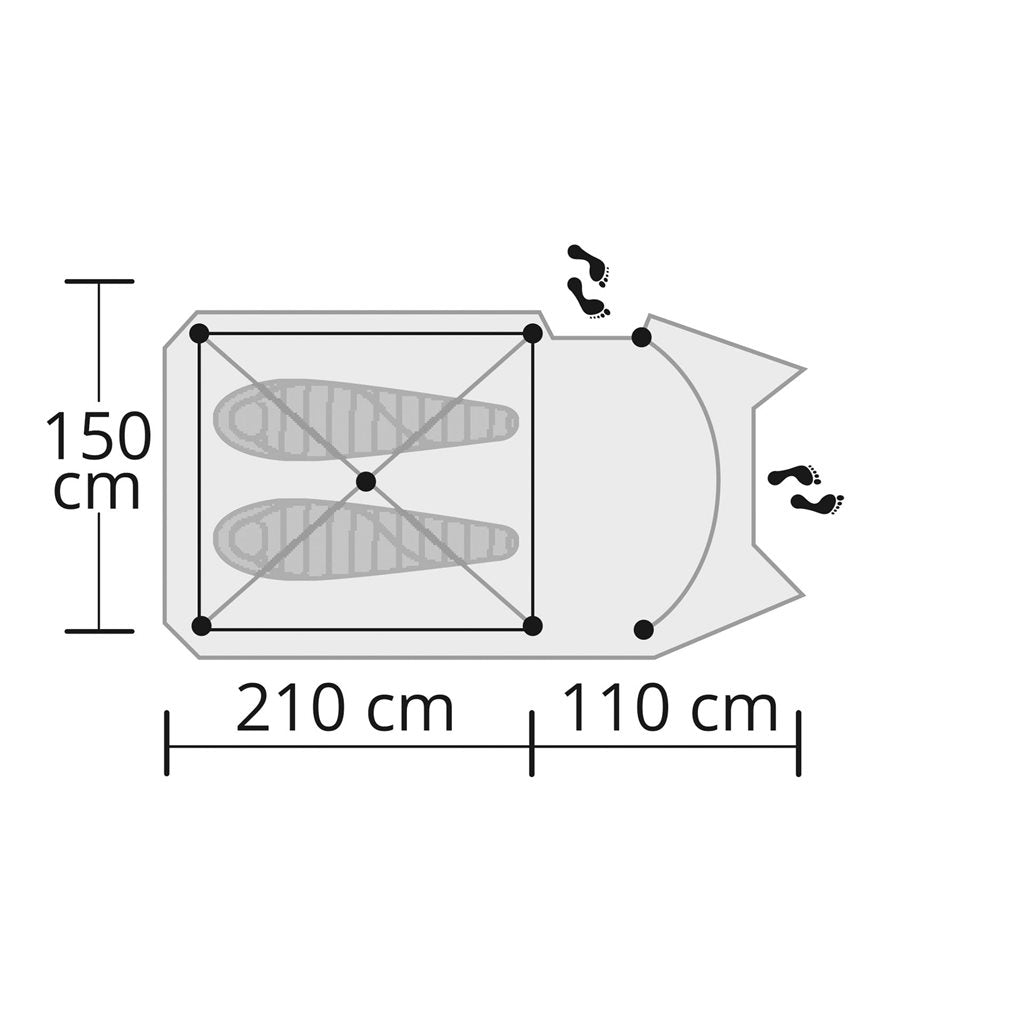 Tienda cúpula Hyggelig verde para 2 personas con suelo impermeable