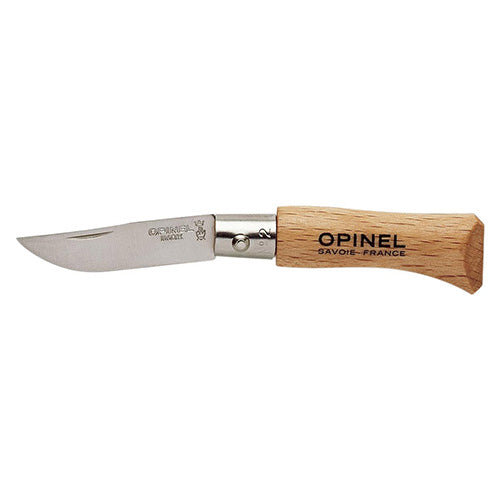 Navaja Opinel No.02 VRI Inox, hoja Sandvik 12C27, mango de madera de haya