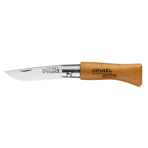 Opinel VRN No.02, cuchillo mini plegable con hoja de acero al carbono y mango de madera