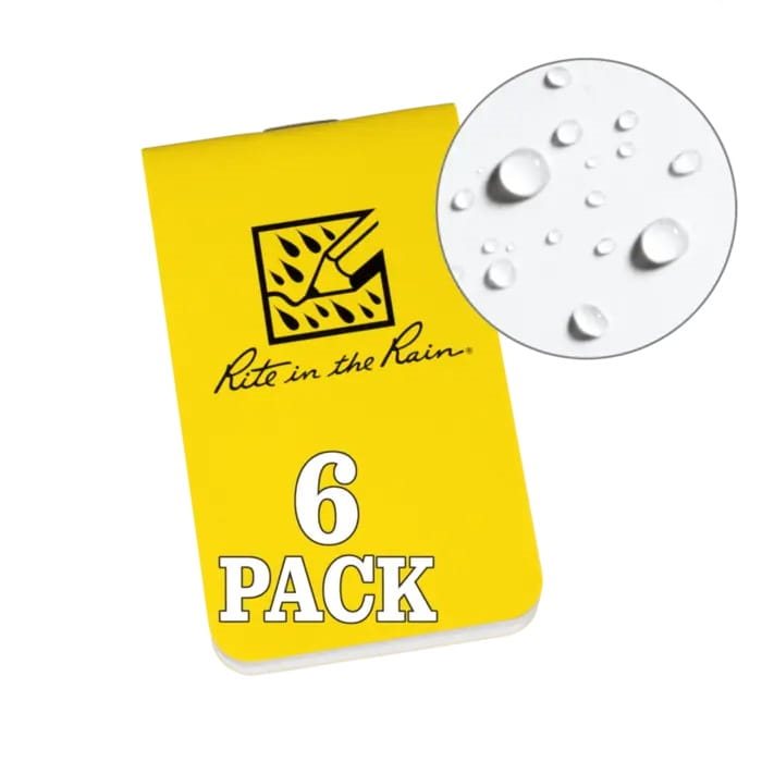 Bloc pequeño impermeable On-The-Go 6 piezas amarillo, tamaño tarjeta de visita
