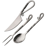 Set de cubertería histórica TWISTED pulida con estuche de cuero