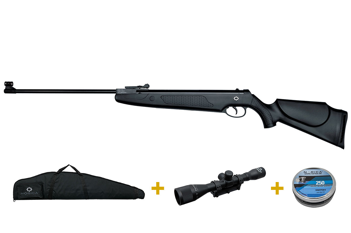 Pack Carabina Norica Dragon Magnum con Funda, Visor 4x32 y 250 Balines