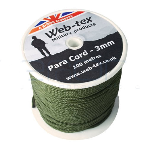 Cuerda paracord 3 mm, rollo 100 m, verde