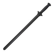 Porra rígida negra 63 cm, polipropileno, con protector de mano y abertura bajo el protector